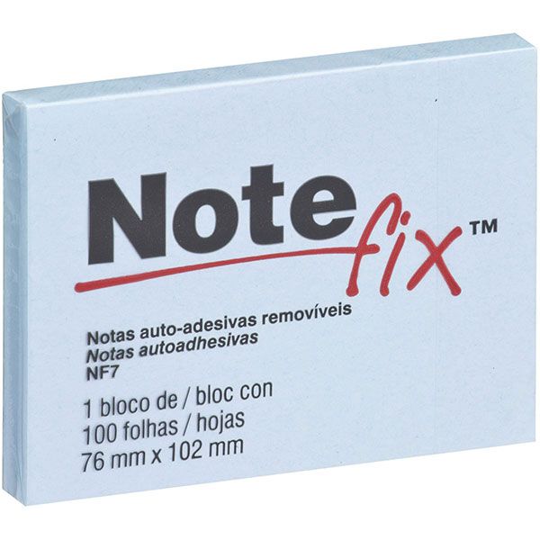 Bloco de recado autoadesivo NOTEFIX 100F.76MMX102MM AZUL